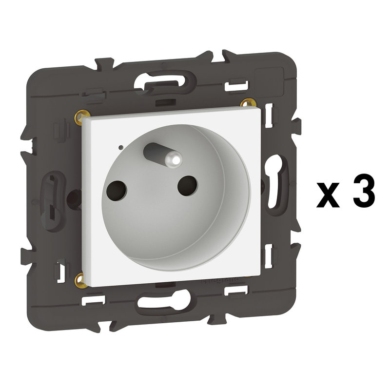 Legrand 077738LA - Pack 3 prises connectées Mosaic with Netatmo 16A sans plaque blanc