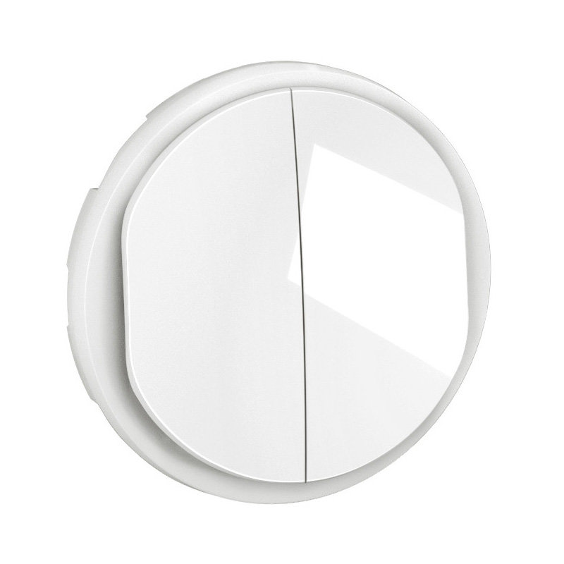 Legrand CB3027 - Enjoliveur double poussoir NO+NF à voyant Céliane - Blanc Antimicrobien