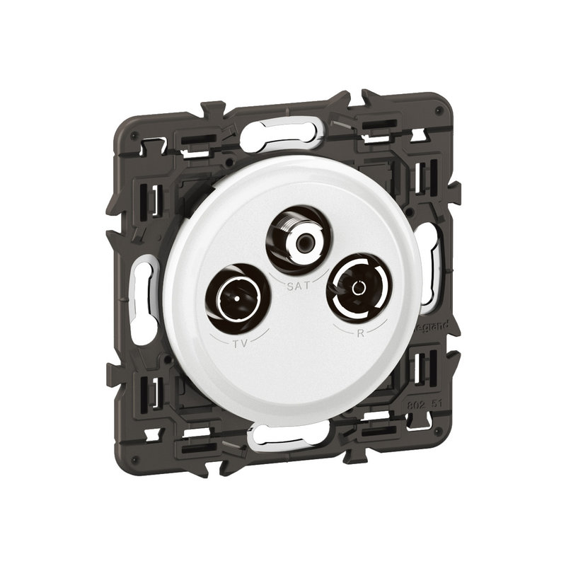 Legrand CC0388 - Prise télévision sorties multiples Céliane TV-R-SAT DAB+ - prémonté Blanc