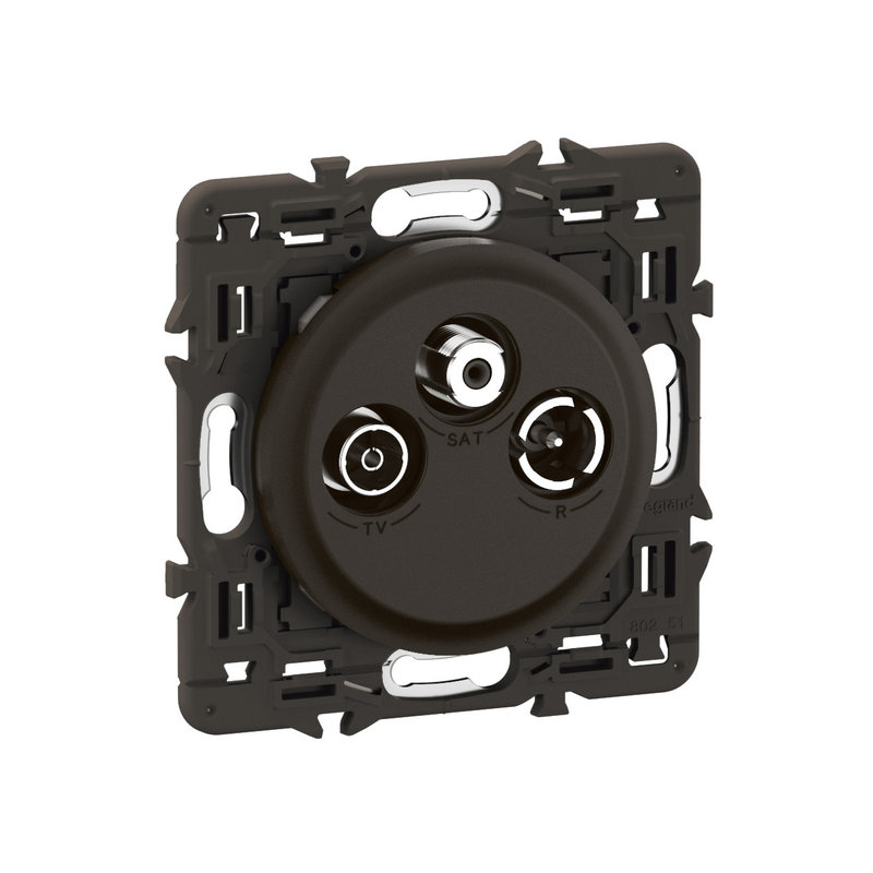 Legrand CE0388 - Prise télévision sorties multiples Céliane TV-R-SAT DAB+ - prémonté Noir