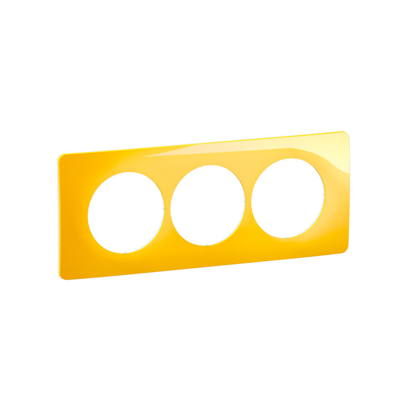 Legrand CP0407 - Plaque de finition Céliane 3 postes spéciale rénovation - Jaune Safran