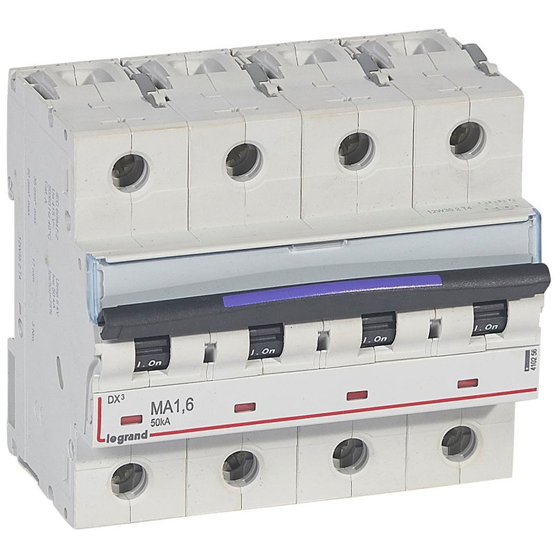 Legrand 410256 - Disj. magnétique seul DX³-M 50kA arrivée haute/départ bas à vis 1,6A 6 modules