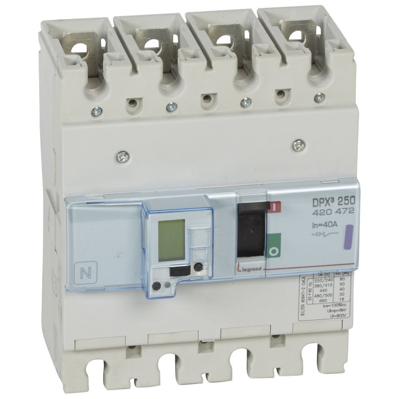 Legrand 420472 - Disjoncteur électronique avec unité de mesure DPX³250 Icu 50kA 400V~ - 4P - 40A