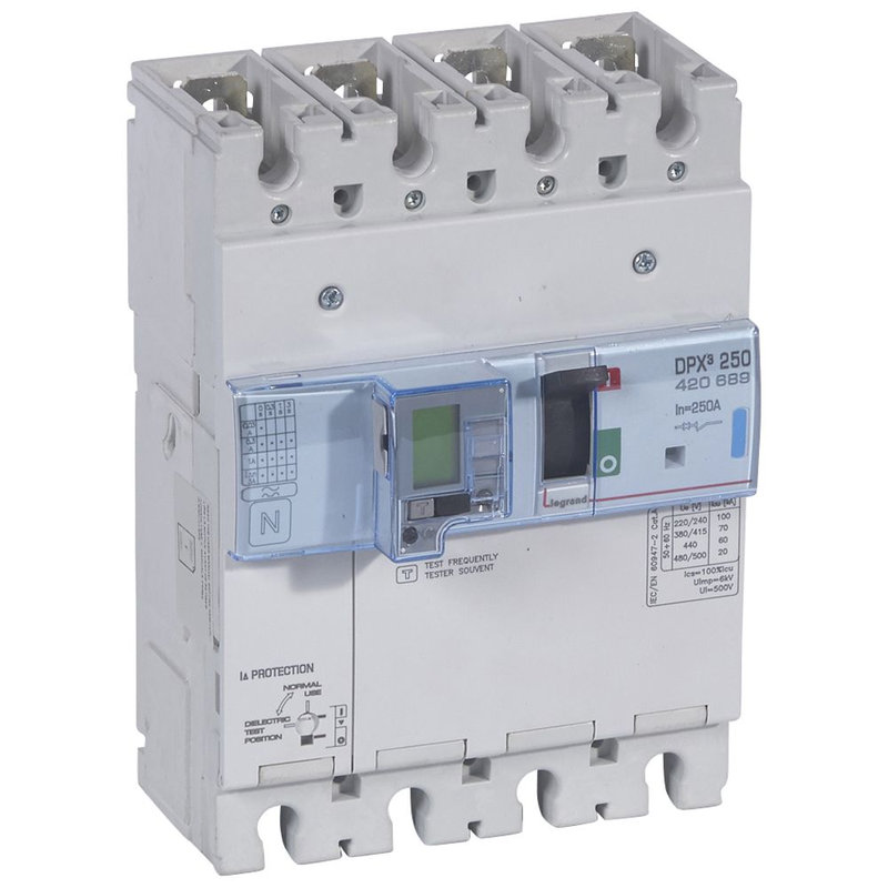 Legrand 420689 - Disjoncteur électronique diff - unité de mesure DPX³250 Icu 70kA 400V~ - 4P 250A