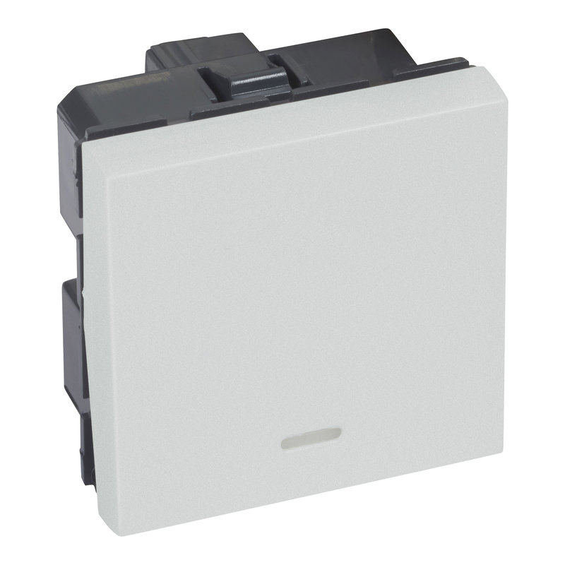 Legrand 572176 - INTERRUPTEUR VV 10AX UNIPOLAIRE 2 MODULES LUMINEUX ARTEOR CARRE SOFT ALU