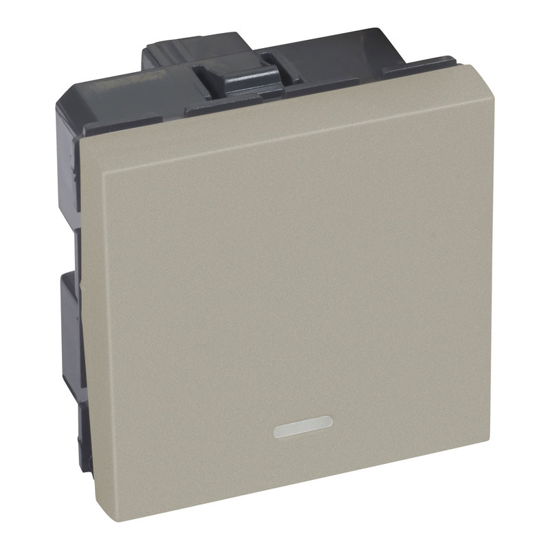 Legrand 572177 - INTERRUPTEUR VV 10AX UNIPOLAIRE 2 MODULES LUMINEUX ARTEOR CARRE CHAMPAGNE