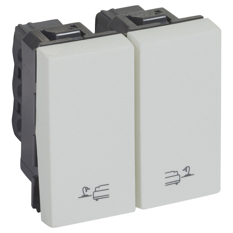 Legrand 573762 - 2 WAYS SWITCH FOR BED LIGHTS 2 MODULES WITH ICONS SQ ARTEOR SOFT ALU