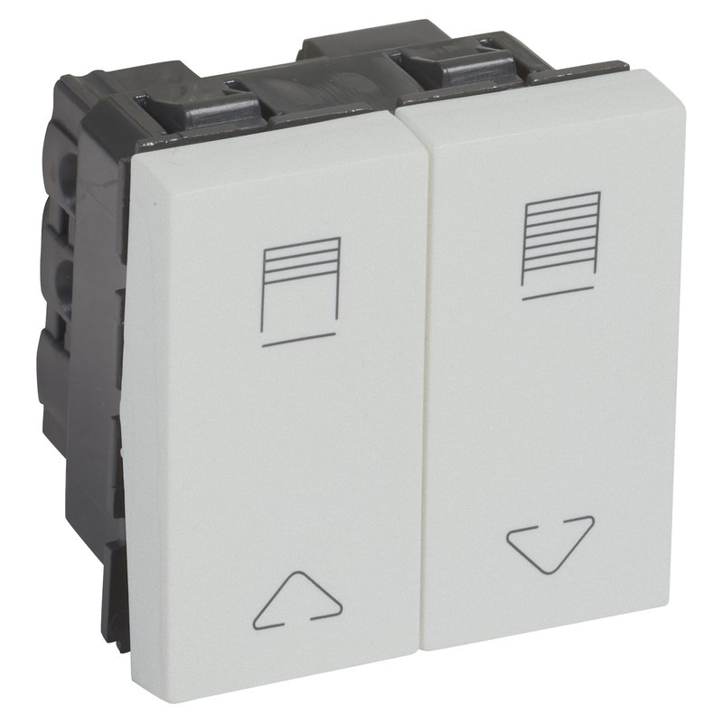 Legrand 573775 - DOUBLE SWITCH FOR ELECTRIC SHUTTER 2 MODULES WITH ICONS SQ ARTEOR SOFT ALU