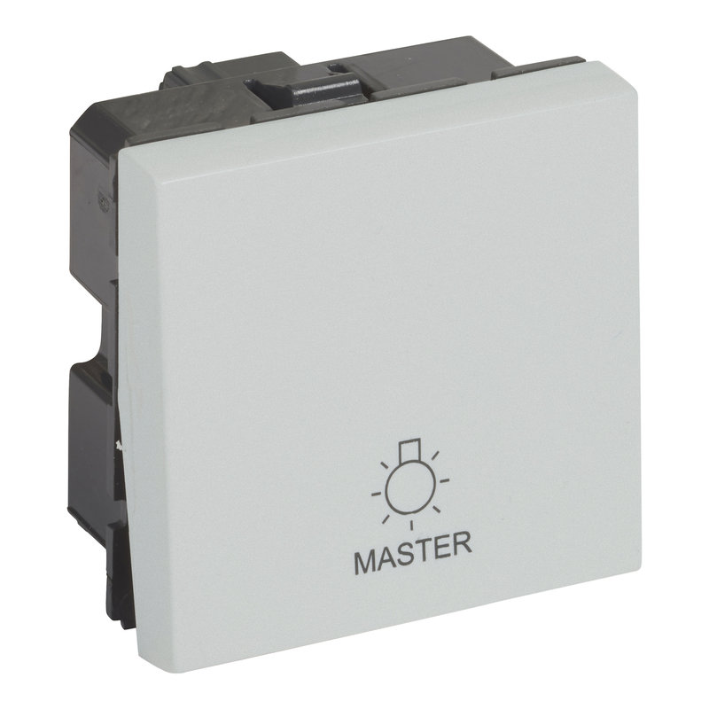Legrand 573798 - PUSH ON/OFF ALL LIGHTS MASTER 2 MODULES WITH ICONS SQ ARTEOR SOFT ALU