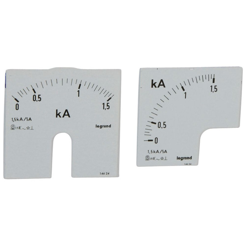 Legrand 014624 - Cadran de mesure pour ampèremètre analogique (1 rond + 1 carré) - 0A à 1500A