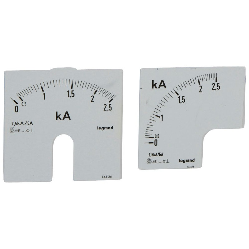 Legrand 014626 - Cadran de mesure pour ampèremètre analogique (1 rond + 1 carré) - 0A à 2500A