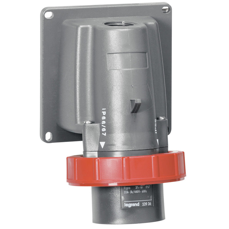 Legrand 052936 - Fiche inclinée fixe Hypra IP66/67-55 440V~ 3P+T 3h pour conteneur frigorifique