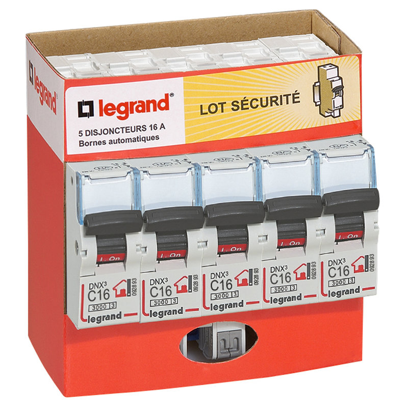 Legrand 100754 - Pack de 5 disjoncteurs 16A - à bornes auto