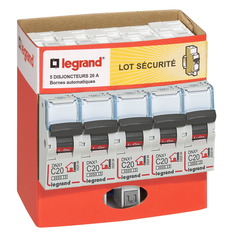 Legrand 100755 - Pack de 5 disjoncteurs 20A - à bornes auto