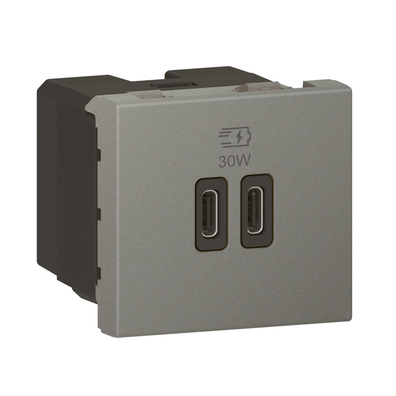 Legrand 573482 - CHARGEUR DOUBLE USB 2 MODULES 30W C+C POWER DELIVERY MAGNESIUM