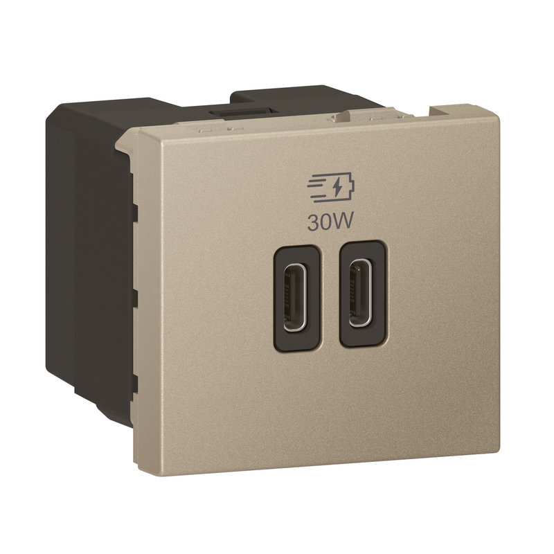 Legrand 573483 - CHARGEUR DOUBLE USB 2 MODULES 30W C+C POWER DELIVERY CHAMPAGNE
