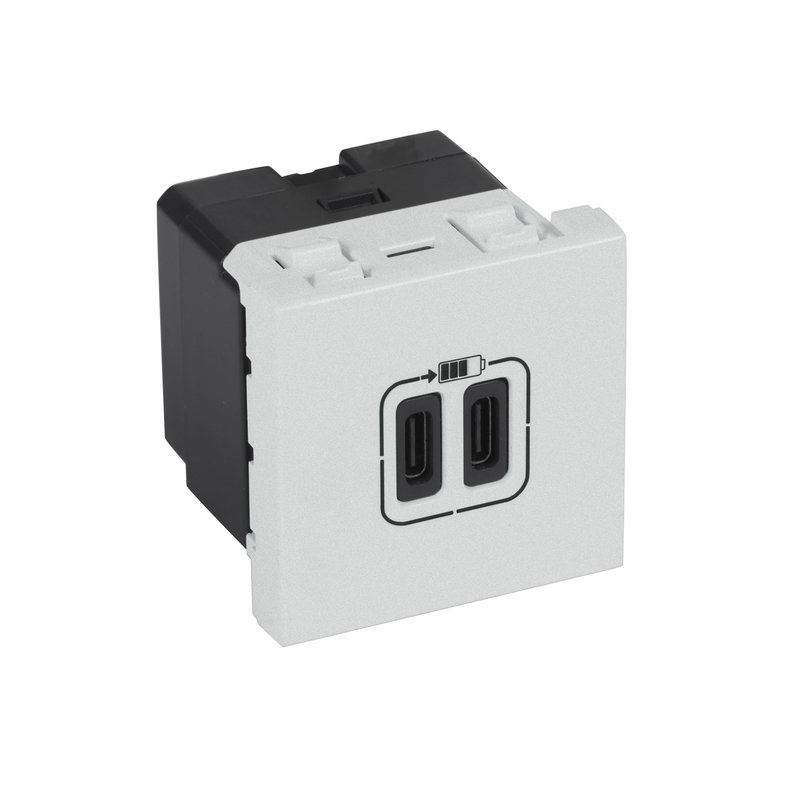 Legrand 570078 - ARTEOR CHARGEUR 2 MODULES 2 USB C+C 3A 15W ARTEOR SOFT ALU