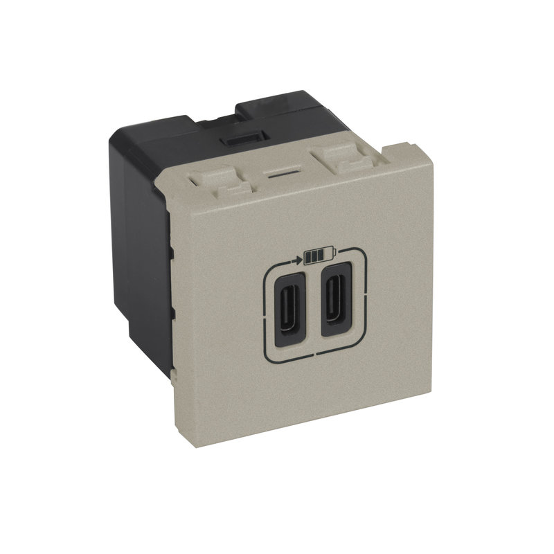 Legrand 571078 - CHARGEUR 2 MODULES 2 USB C+C 3A 15W ARTEOR CHAMPAGNE