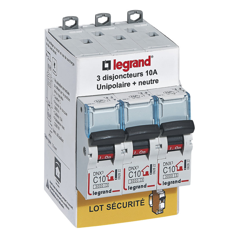 [LEG-100761] Legrand 100761 - Lot de 3 disjoncteurs DNX³ unipolaire + neutre 10A