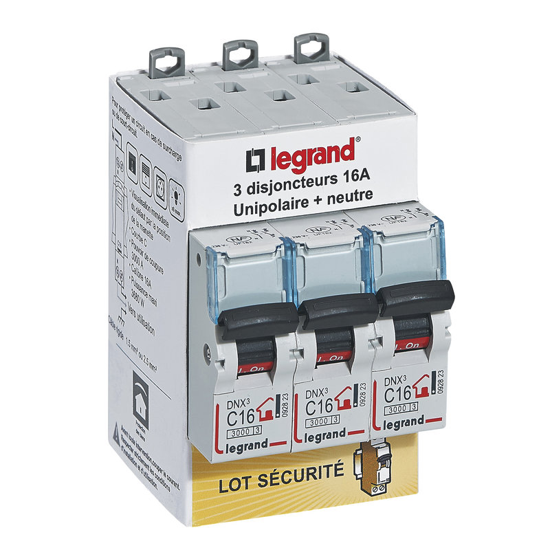 [LEG-100762] Legrand 100762 - Lot de 3 disjoncteurs DNX³ unipolaire + neutre 16A
