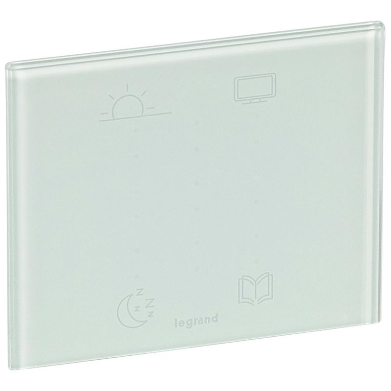 Legrand 067293 - Commande tactile Céliane 4 scénarios pour hôtel - Verre Kaolin