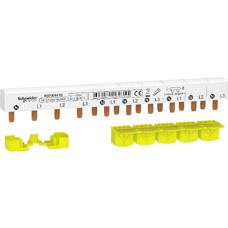 Resi9 - peigne monobloc - 3P+N - 63A - 10 modules R9PXH410