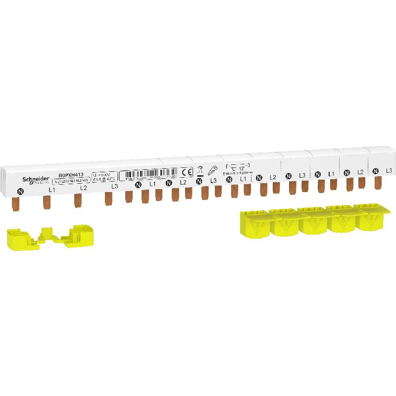 Resi9 - peigne monobloc - 3P+N - 63A - 13 modules R9PXH413