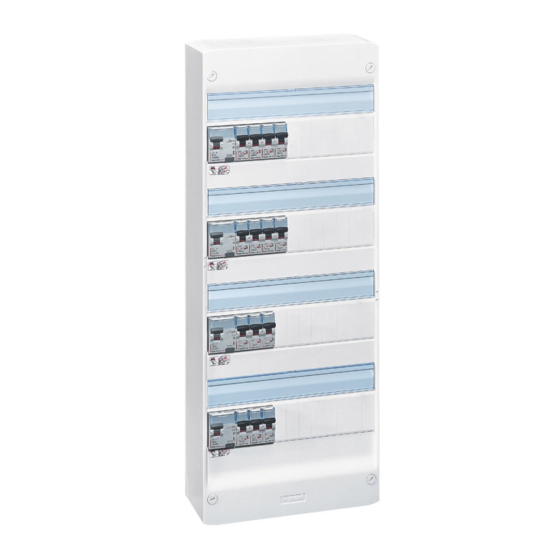 Legrand 200850 - Coffret précâblé Drivia 4 rangées : 4 inter diff 1x63A +3x40A + 14 disjoncteurs