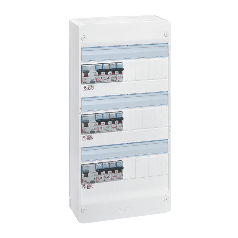 Legrand 200851 - Coffret précâblé Drivia 3 rangées : 3 inter diff 1x63A +2x40A + 12 disjoncteurs