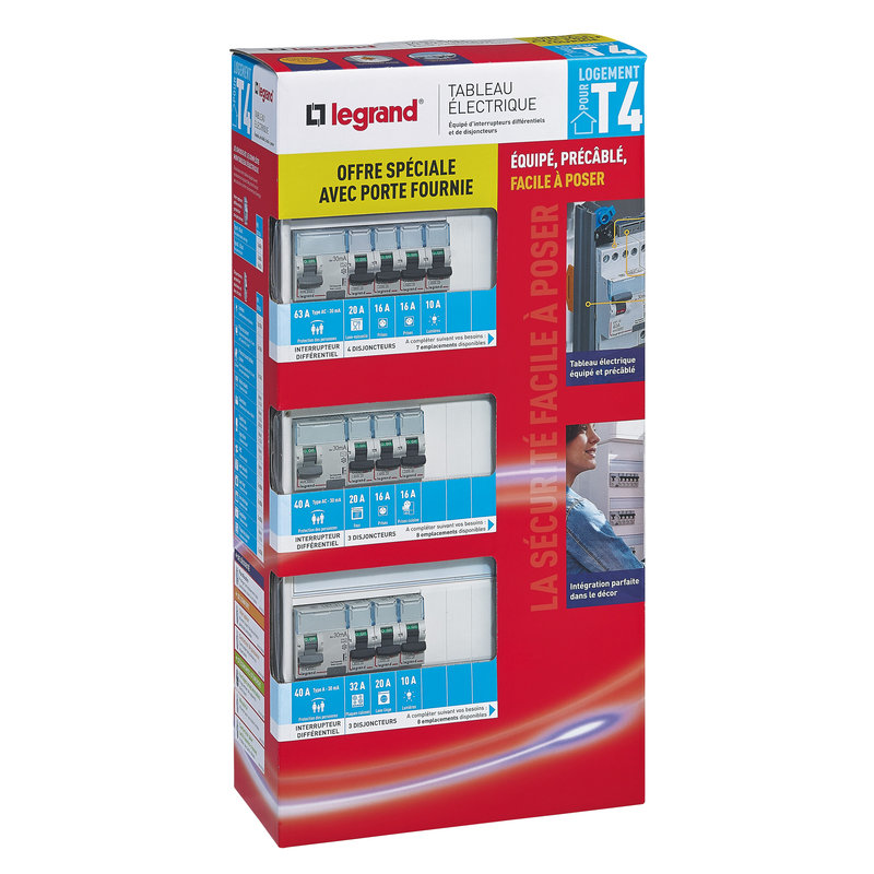[LEG-200854] Legrand 200854 - Coffret précâblé Drivia 3 rangées : 3 inter diff + 10 disjoncteurs - avec porte