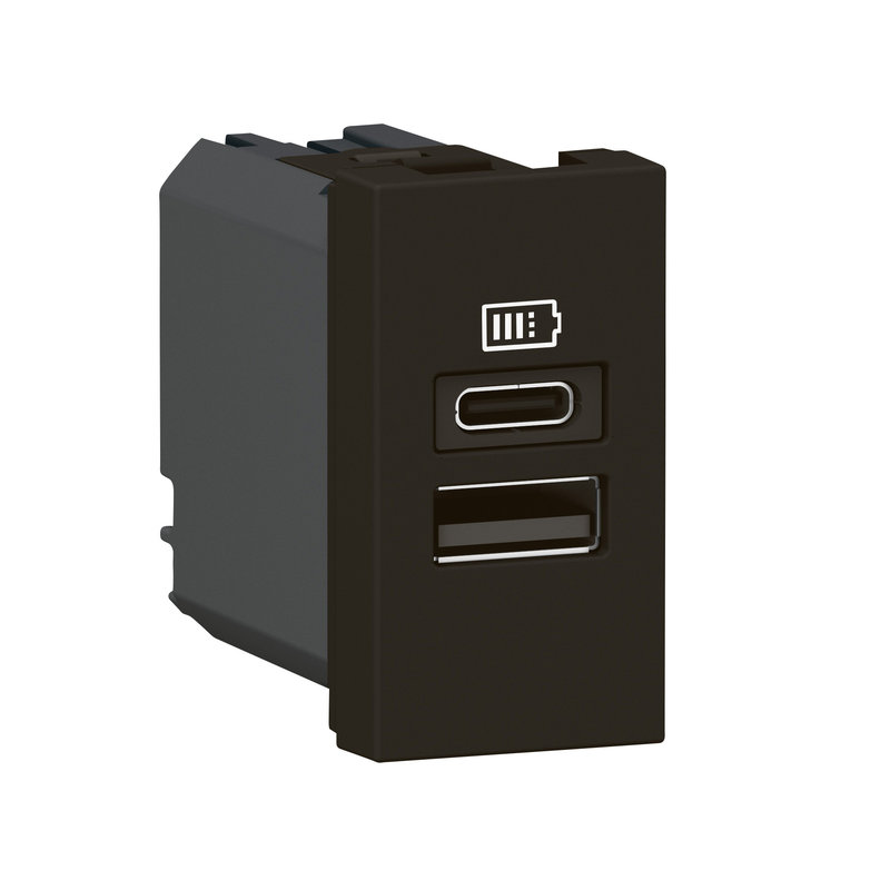 Legrand 077672L - Prise USB Type-A+Type-C 3A Mosaic - 1 module noir pour poste de travail