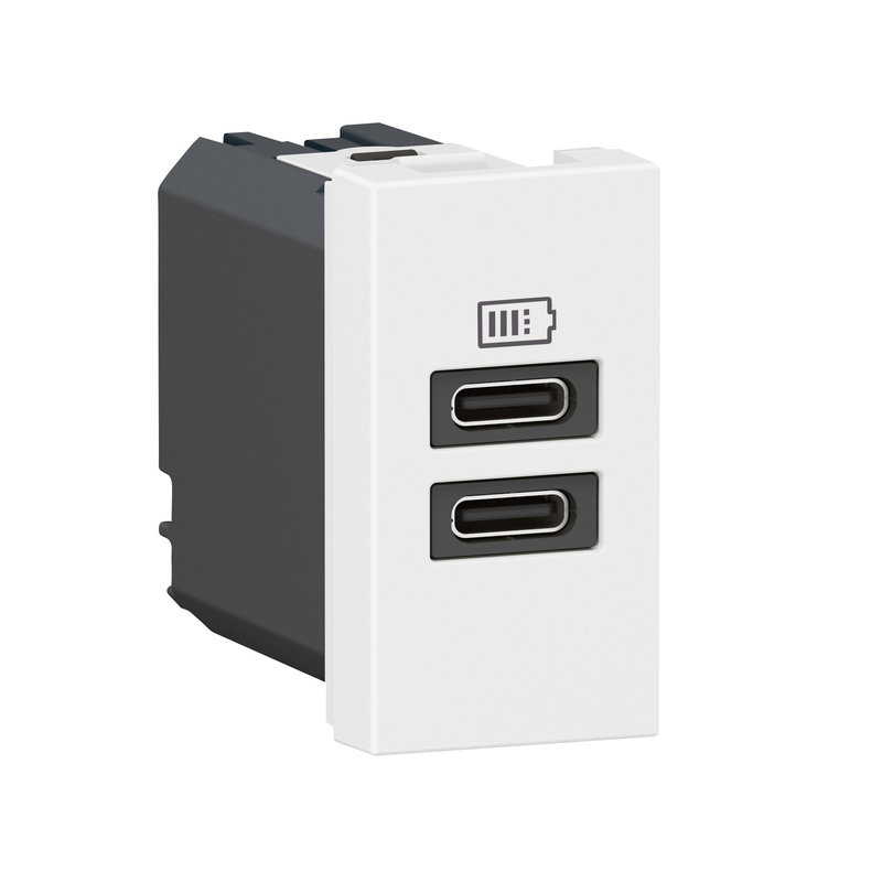 Legrand 077680L - Prises 2 USB Type-C 3A Mosaic - 1 module blanc pour poste de travail