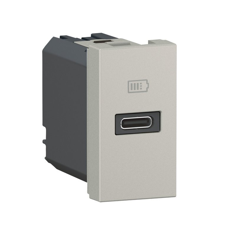 Legrand 077691L - Prise USB Type-C Power Delivery Mosaic - 1 module alu pour poste de travail