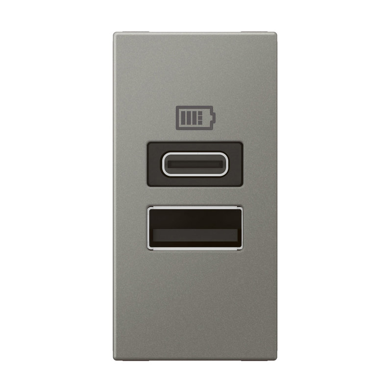 Legrand 571689 - CHARGEUR 1 MODULE 2 PRISES USB TYPE A ET TYPE C 15W MAGNESIUM