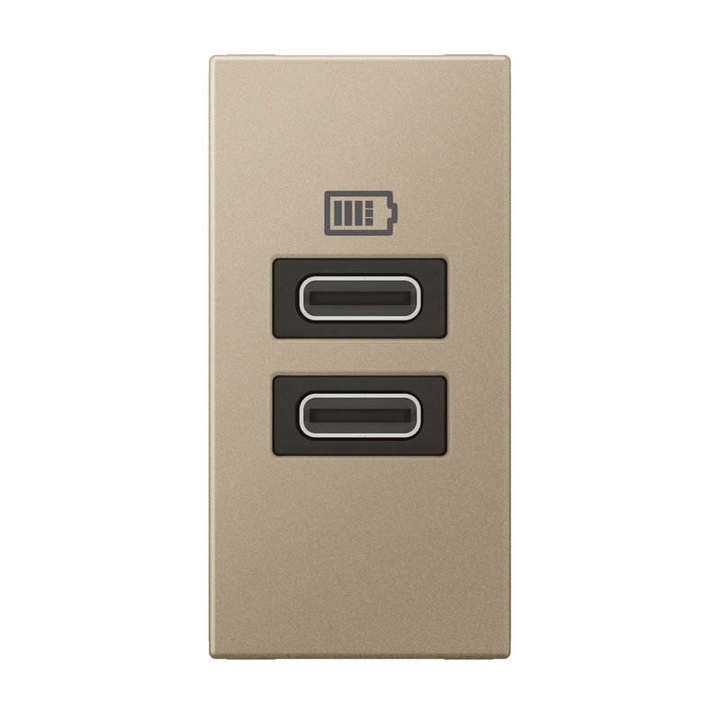 Legrand 571694 - CHARGEUR 1 MODULE 2 PRISES USB TYPE C 15W CHAMPAGNE