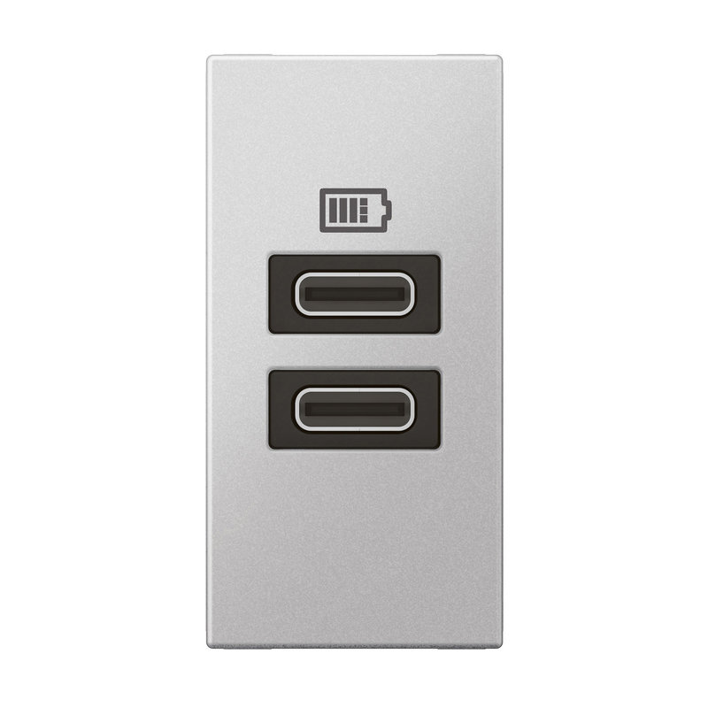 Legrand 571695 - CHARGEUR 1 MODULE 2 PRISES USB TYPE C 15W ARTEOR SOFT ALU