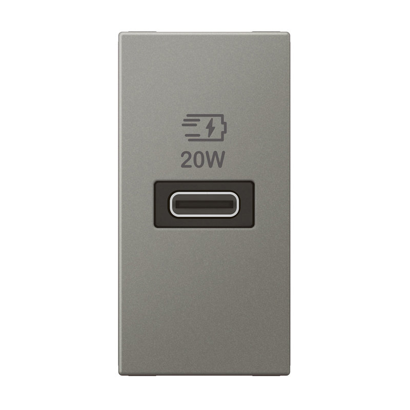 Legrand 571697 - CHARGEUR 1 MODULE 1 PRISE USB TYPE C 20W MAGNESIUM POWER DELIVERY