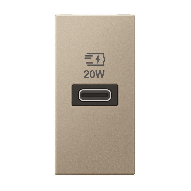 Legrand 571698 - CHARGEUR 1 MODULE 1 PRISE USB TYPE C 20W CHAMPAGNE POWER DELIVERY