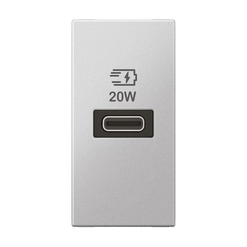 Legrand 571699 - CHARGEUR 1 MODULE 1 PRISE USB TYPE C 20W ARTEOR SOFT ALU POWER DELIVERY