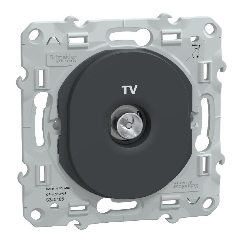Ovalis - prise TV simple - Anthracite S340405