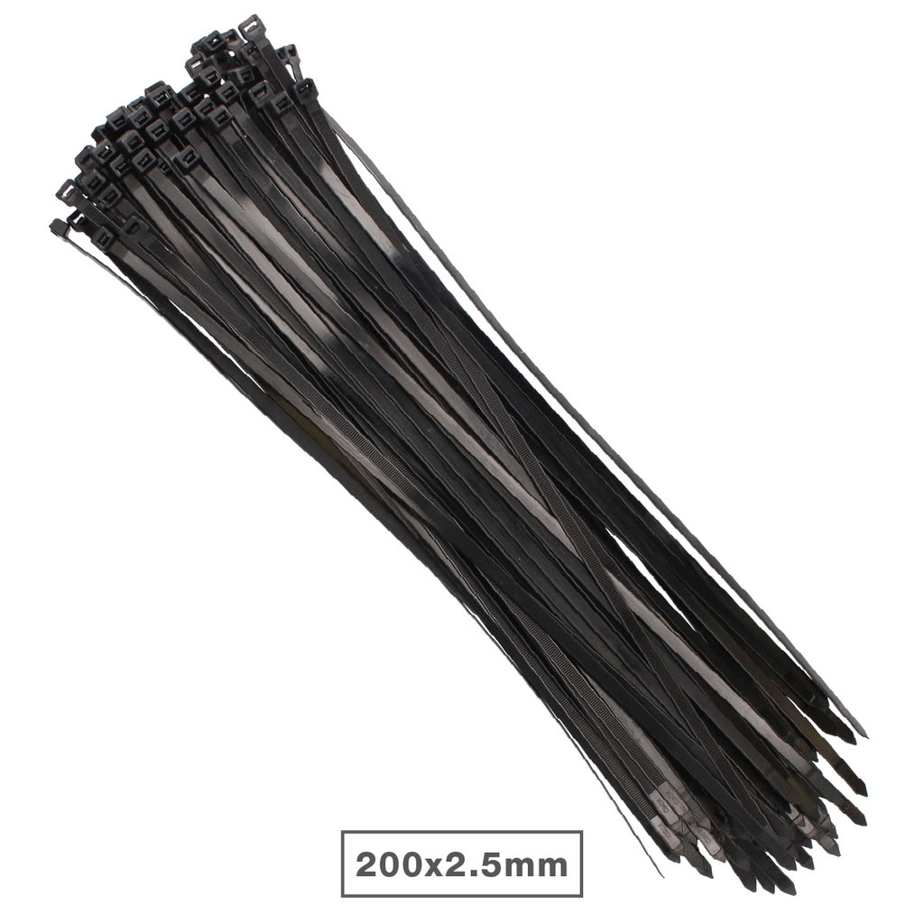 Pack 100 Serres-Câbles 100% Nylon 130x2,5Mm Noir