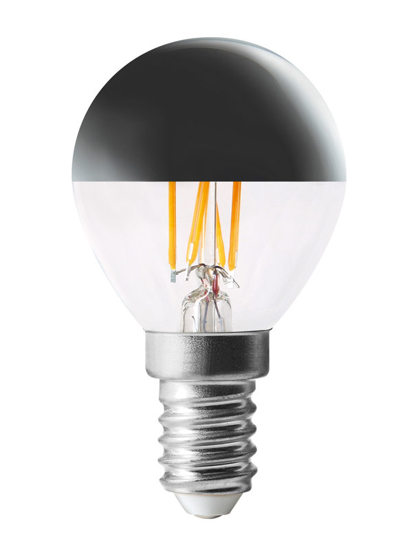 ARIC 20119 - Ampoule Déco Calotte Argentée P45 E14 Led 4,1W 2500K 280Lm, 25000H, Dimmable