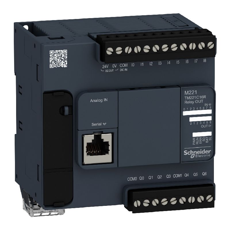 Modicon M221, contrôleur 16E/S relais, port série, TM221C16R