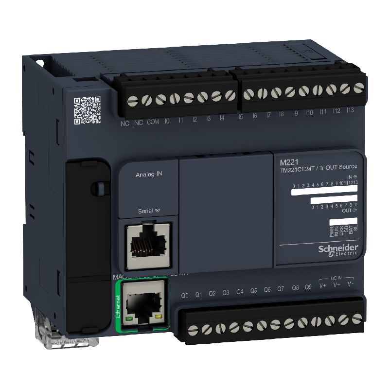 Modicon M221, contrôleur 24E/S PNP, port Ethernet+ TM221CE24T
