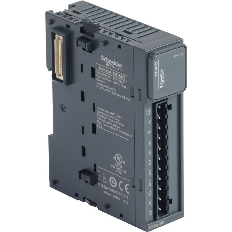 Modicon TM3, module 2 sorties analogiques, -10-0-1 TM3AQ2