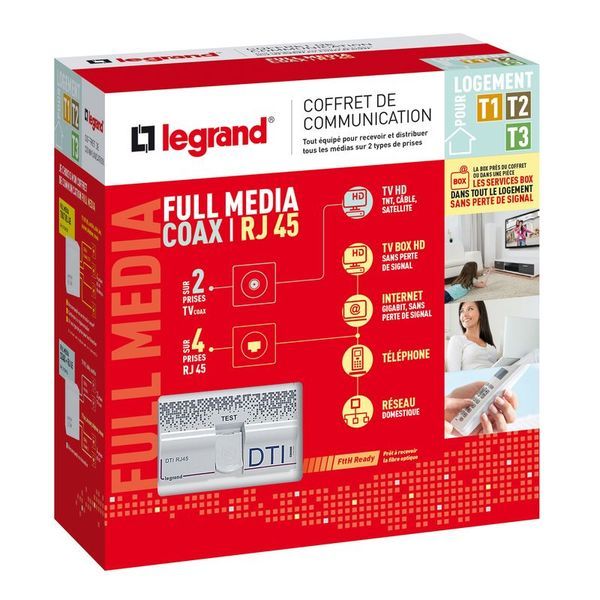 Coffret De Communication Full Media Coax / Rj45 Pour T1 À T3 legrand 093076