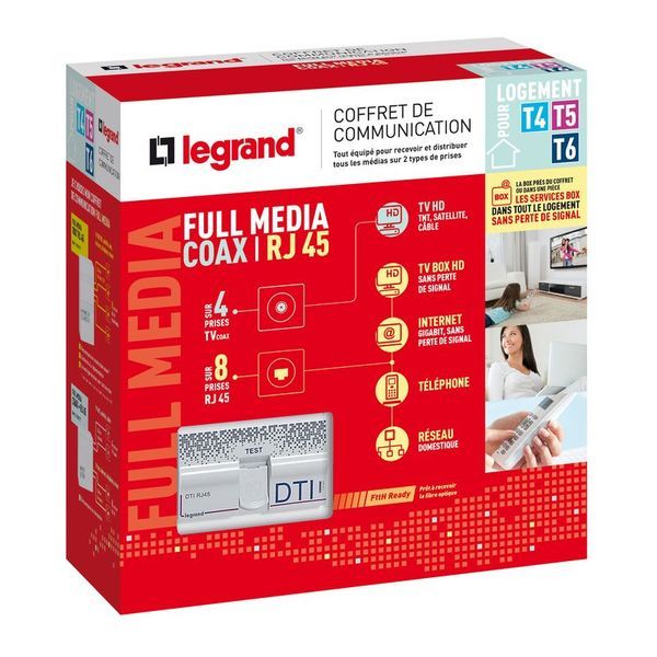 Coffret De Communication Full Media Coax / Rj45 Pour T4 À T6 legrand 093077