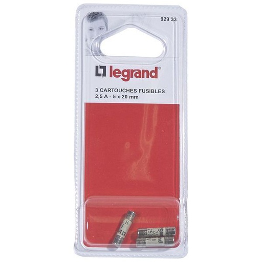 [LEG092933] 3 Cartouches 2,5A 5X20 legrand 092933