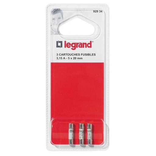 [LEG092934] 3 Cartouches 5X20 3,15A legrand 092934