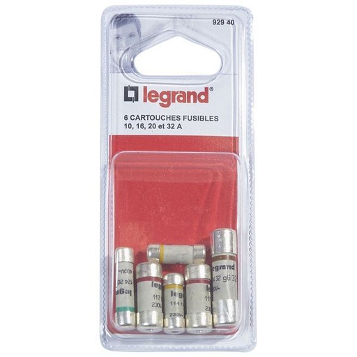 [LEG092940] Ensemble 6 Cartouches Cylindrique Domestique Avec Voyant Pou legrand 092940